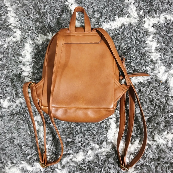 Brown Faux Lather Mini Backpack - Picture 2 of 2